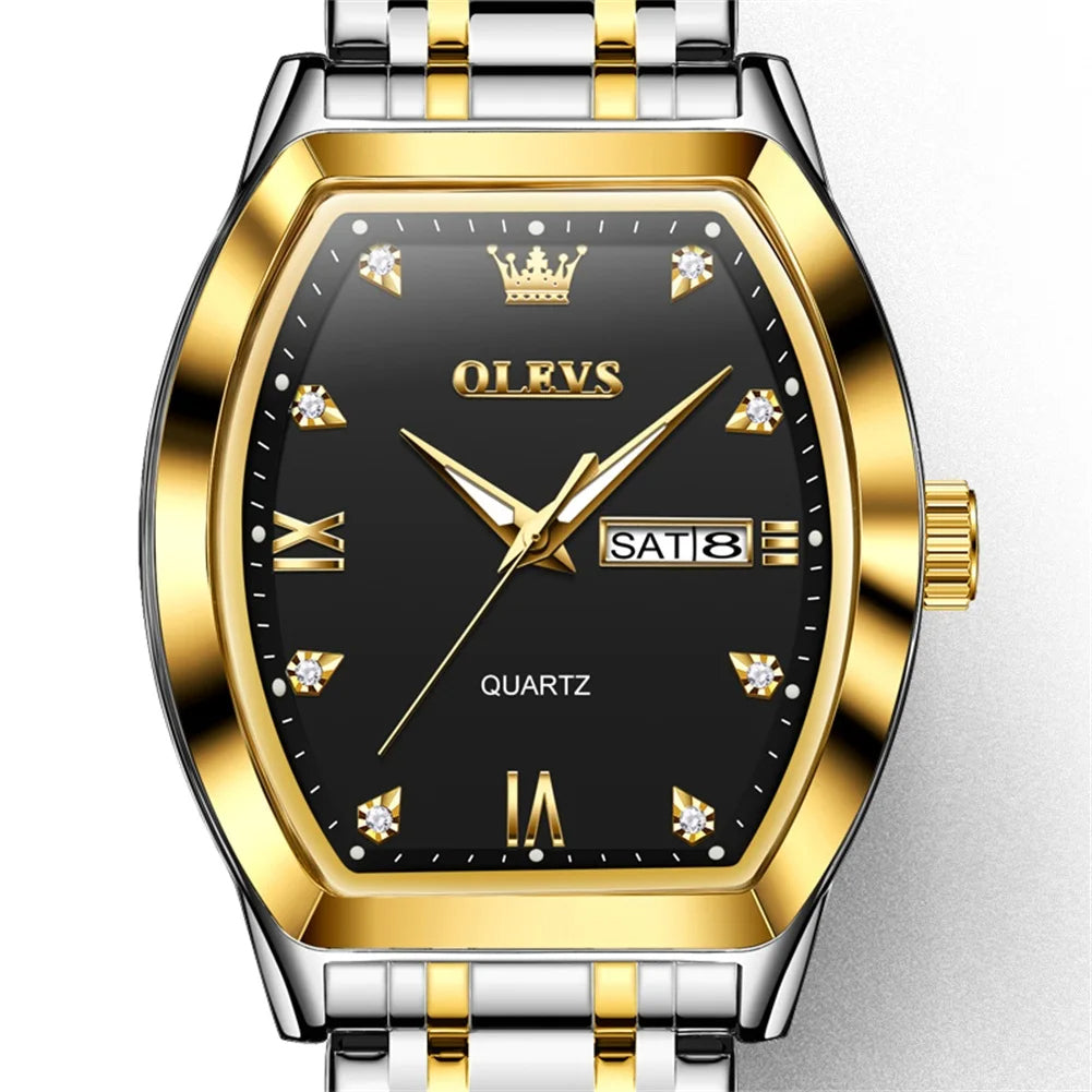 OLEVS Men Luxury Watch 5528 Black Gold Silver