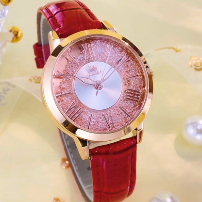 OLEVS Lady's Pink Diamonds - Red