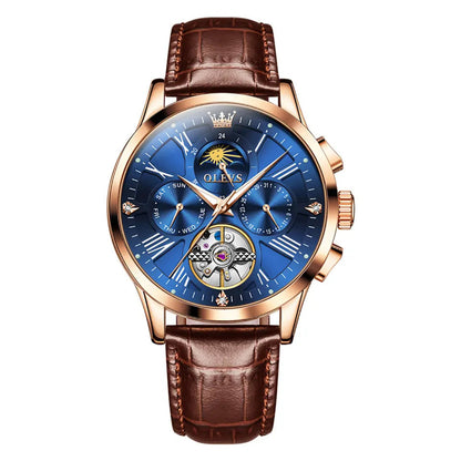 Men Watch OLEVS 9912 Luxury Automatic Mechanical Watch Rose Blue