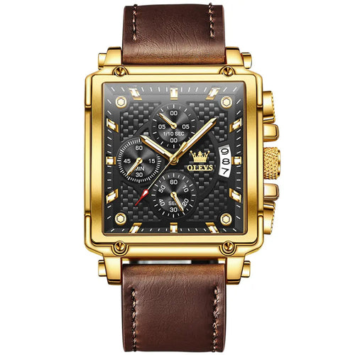 OLEVS Men Luxury Square Watch 9925 Golden Black