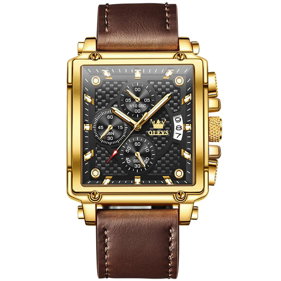 OLEVS Men Luxury Square Watch 9925 Golden