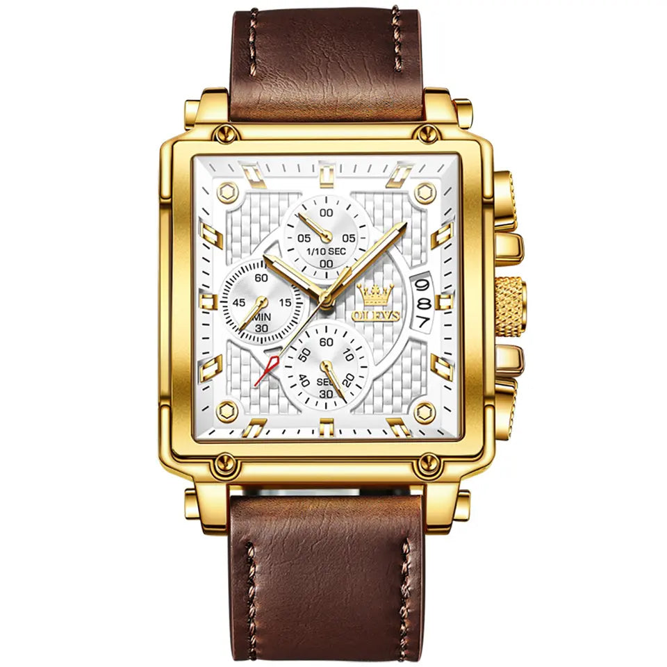 OLEVS Men Luxury Square Watch 9925 Golden