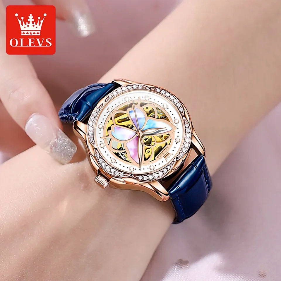 OLEVS Lady's Butterfly - Leather strap