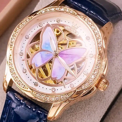 OLEVS Lady's Butterfly - Leather strap