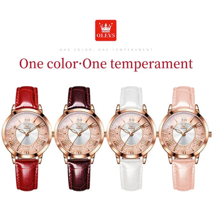 OLEVS Lady's Pink Diamonds - White