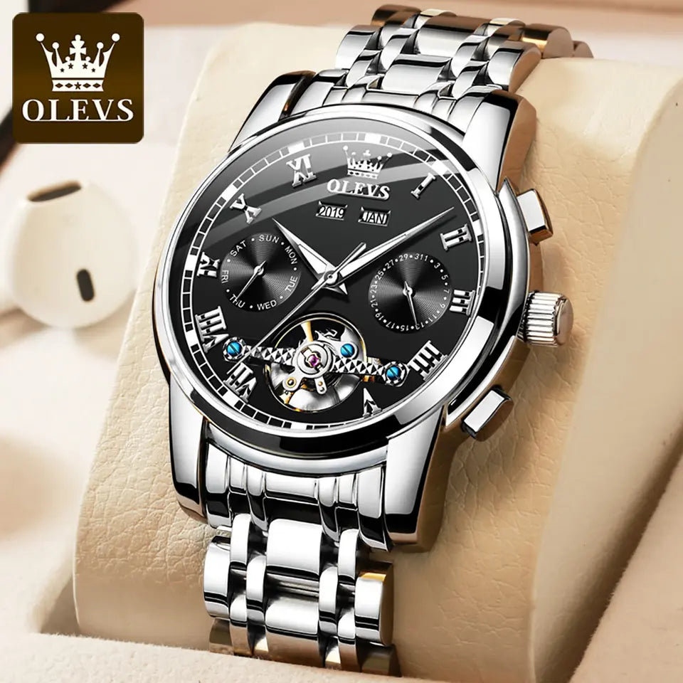 OLEVS Zénith Noir 6607 Automatique, Montre Homme