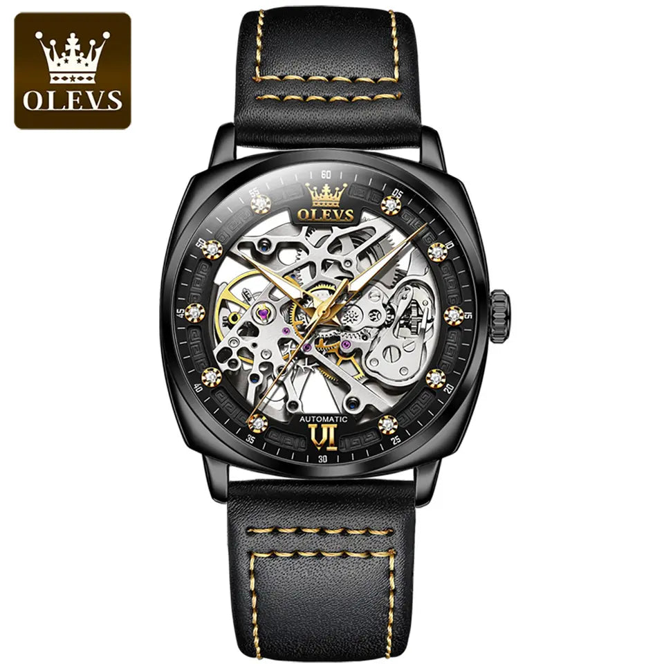 Men Watch OLEVS 6651 Luxury Square Watch Gold