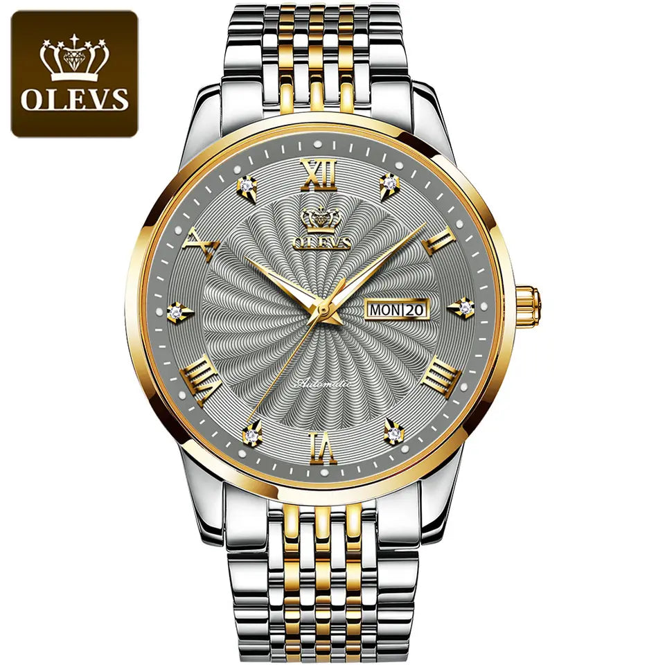 Men Watch OLEVS 6630 Automatic Casual Watch Silver