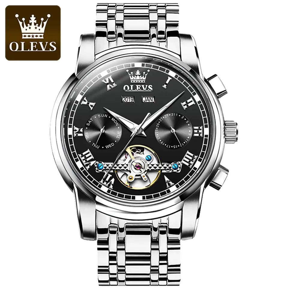 OLEVS Zénith Noir 6607 Automatique, Montre Homme