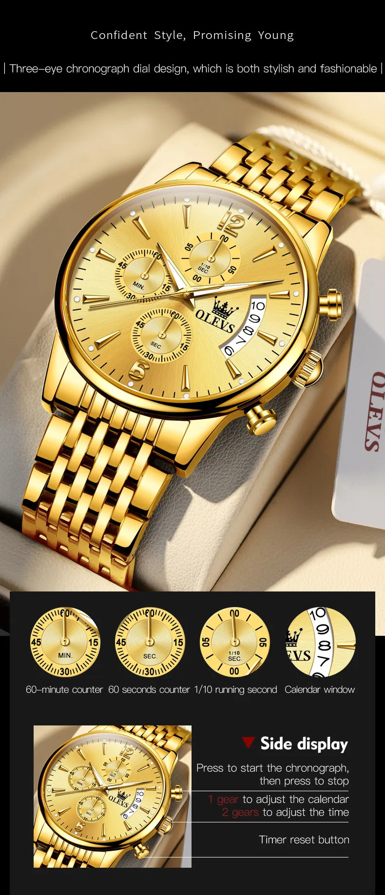 OLEVS Men Watch 2867 Gold