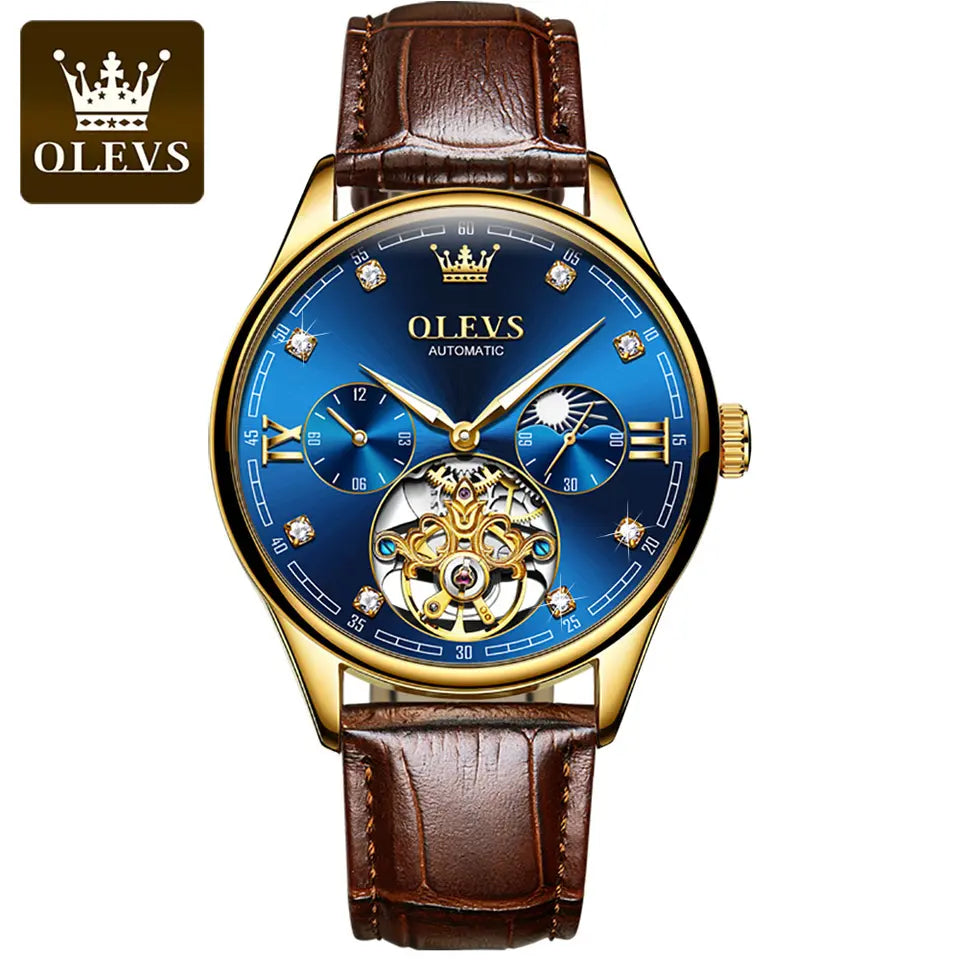 Men Watch OLEVS 3601 Automatic Mechanical Watch Black