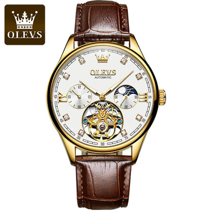 Men Watch OLEVS 3601 Automatic Mechanical Watch Blue