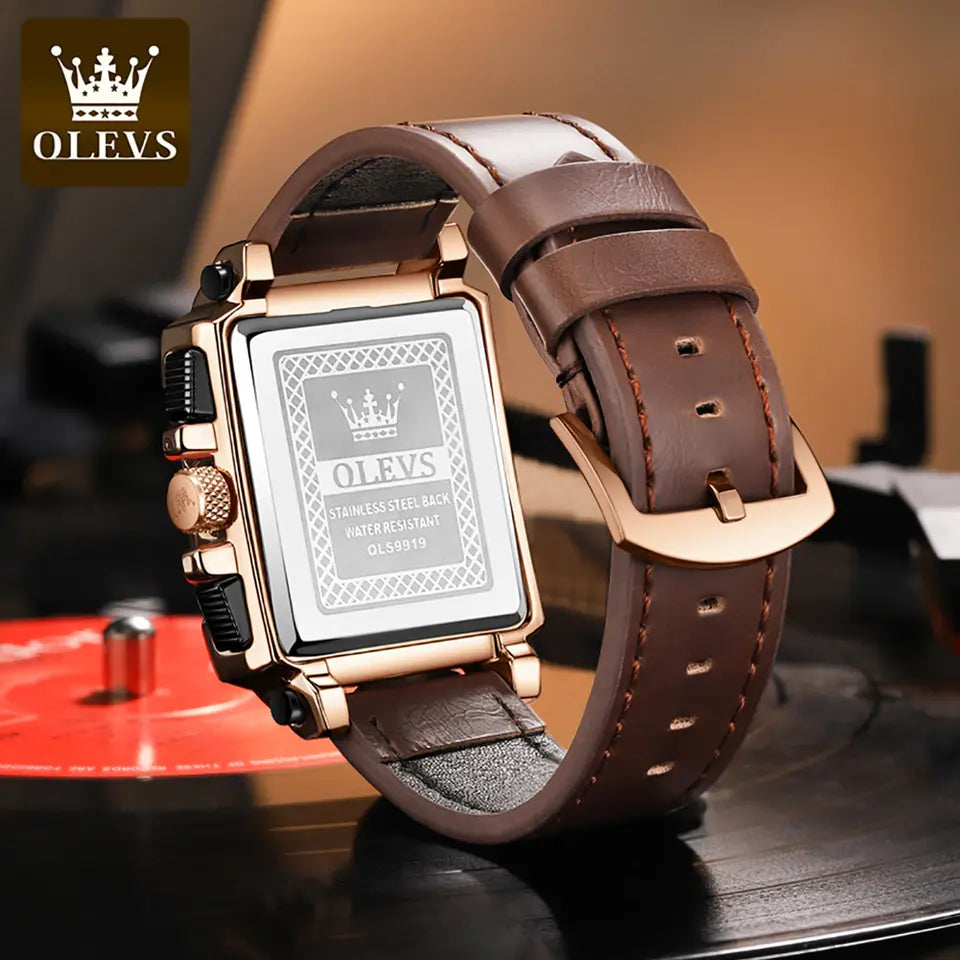 Men Watch OLEVS 9919 Luxury Business Watch Brown