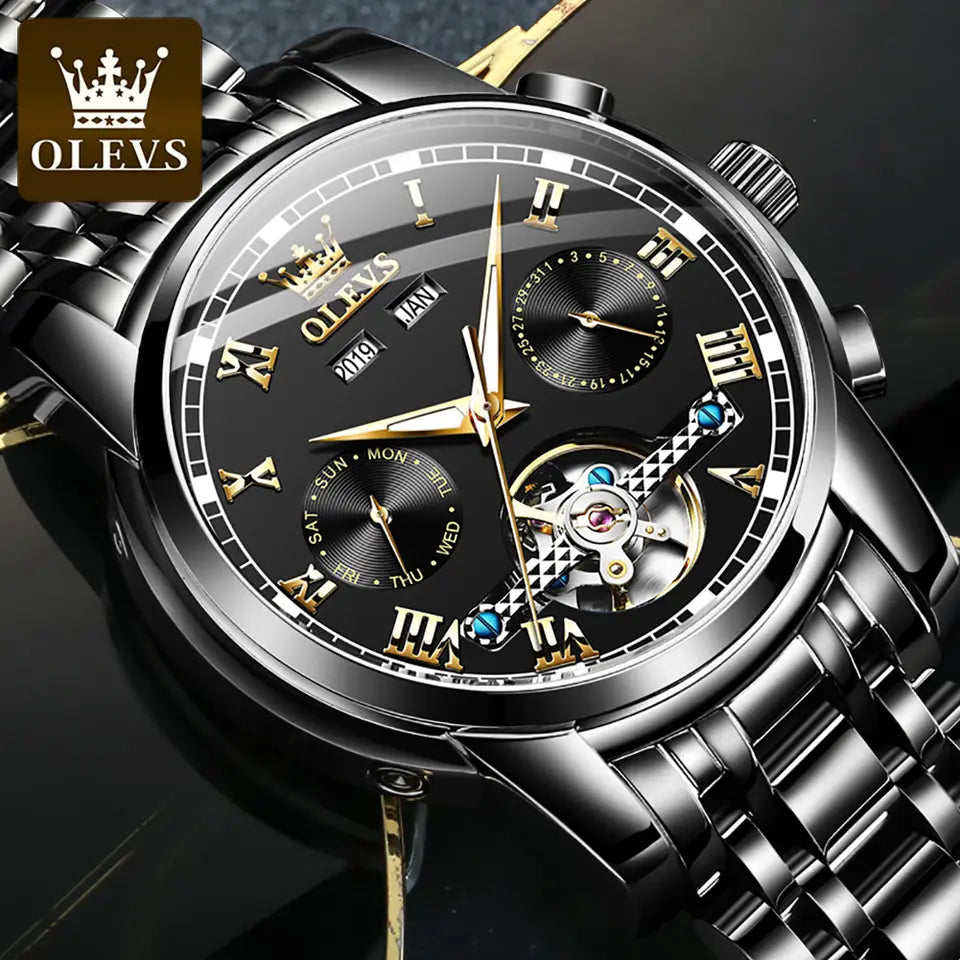 OLEVS Zénith Noir 6607 Automatique, Montre Homme