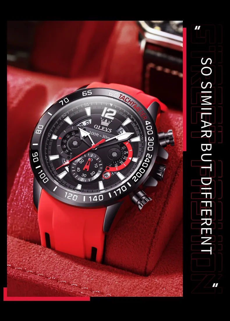 Men Watch OLEVS 9936  Red