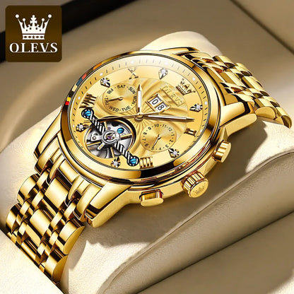 Men Watch OLEVS 9910 Automatic Mechanical Watch Gold