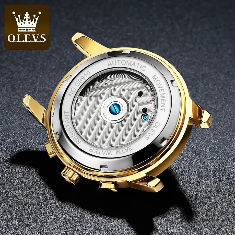 Men Watch OLEVS 9910 Automatic Mechanical Watch Blue