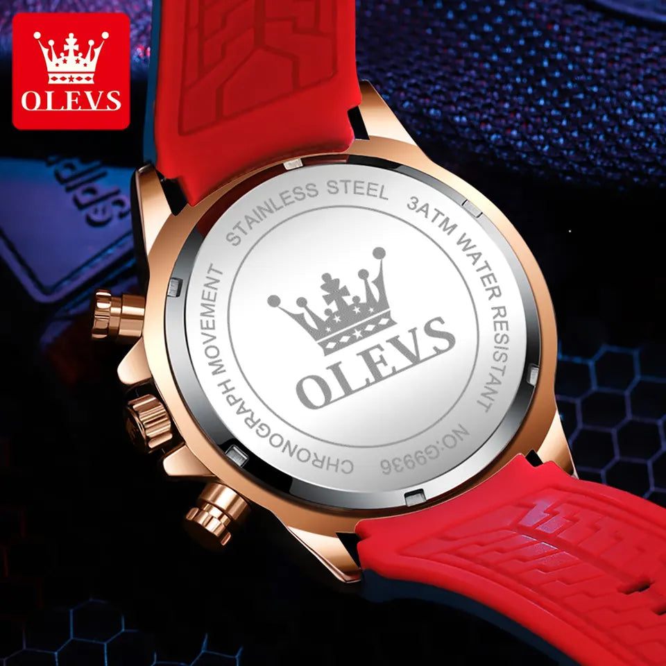 Men Watch OLEVS 9936  Red