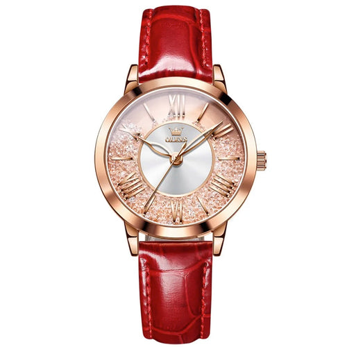 OLEVS Lady's Pink Diamonds - Red