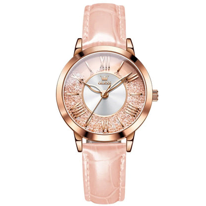 OLEVS Lady's Pink Diamonds - White