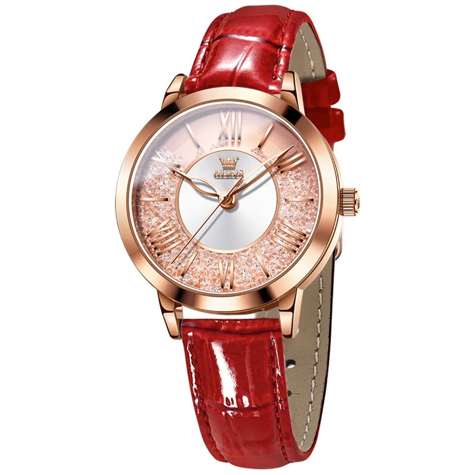 OLEVS Lady's Pink Diamonds - Red